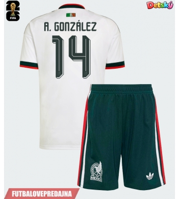 Lacne Dětský Futbalové dres Mexiko Armando Gonzalez #14 MS 2026 Krátky Rukáv - Preč (+ trenírky)